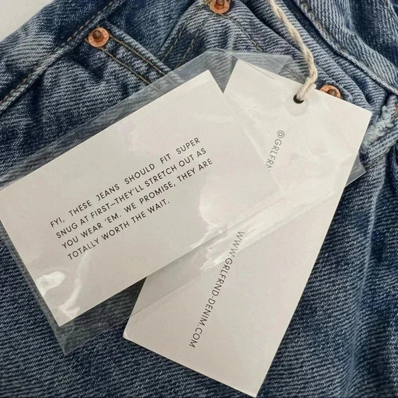 GRLFRND Helena High Rise Straight Leg Jeans Button Fly Raw Hem Premium Size 27 - Picture 10 of 13